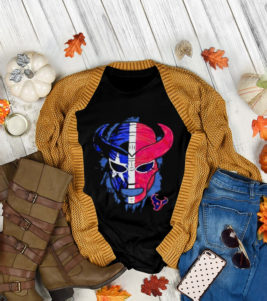 Houston Texans Distressed Lucha Libre Mask Texas Flag T-Shirt