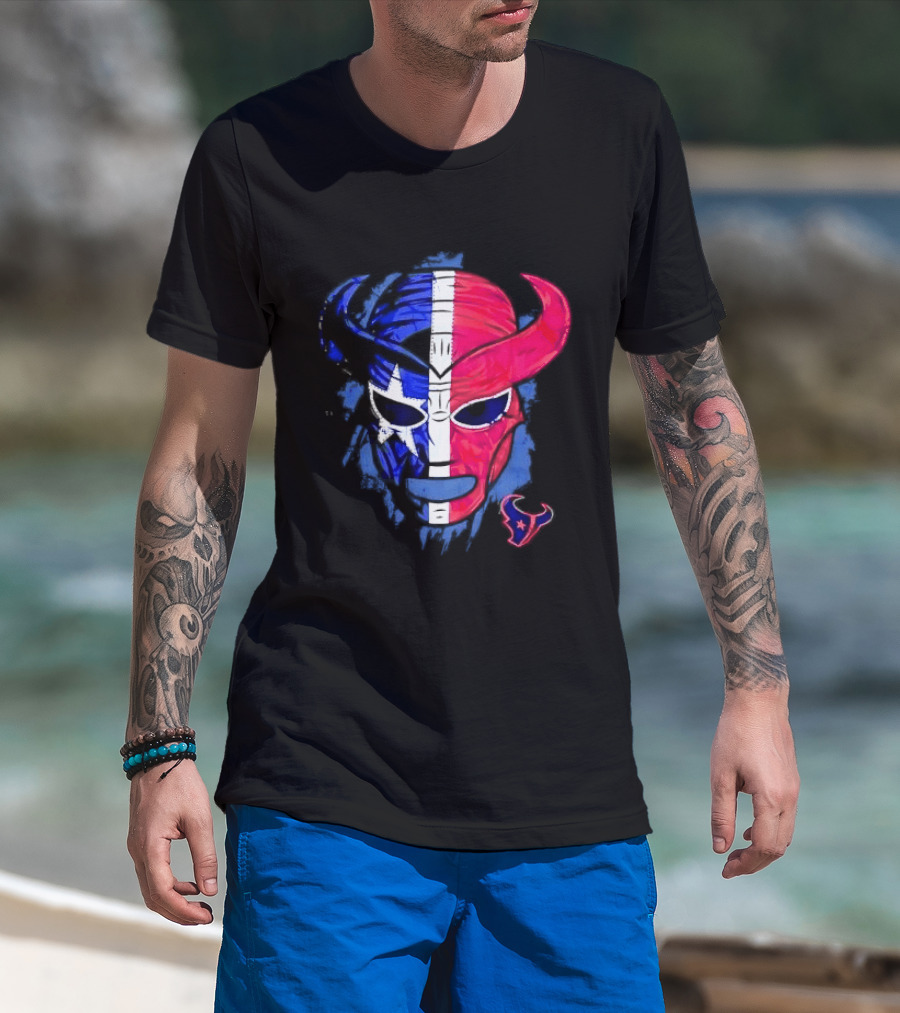 Houston Texans Distressed Lucha Libre Mask Texas Flag T-Shirt