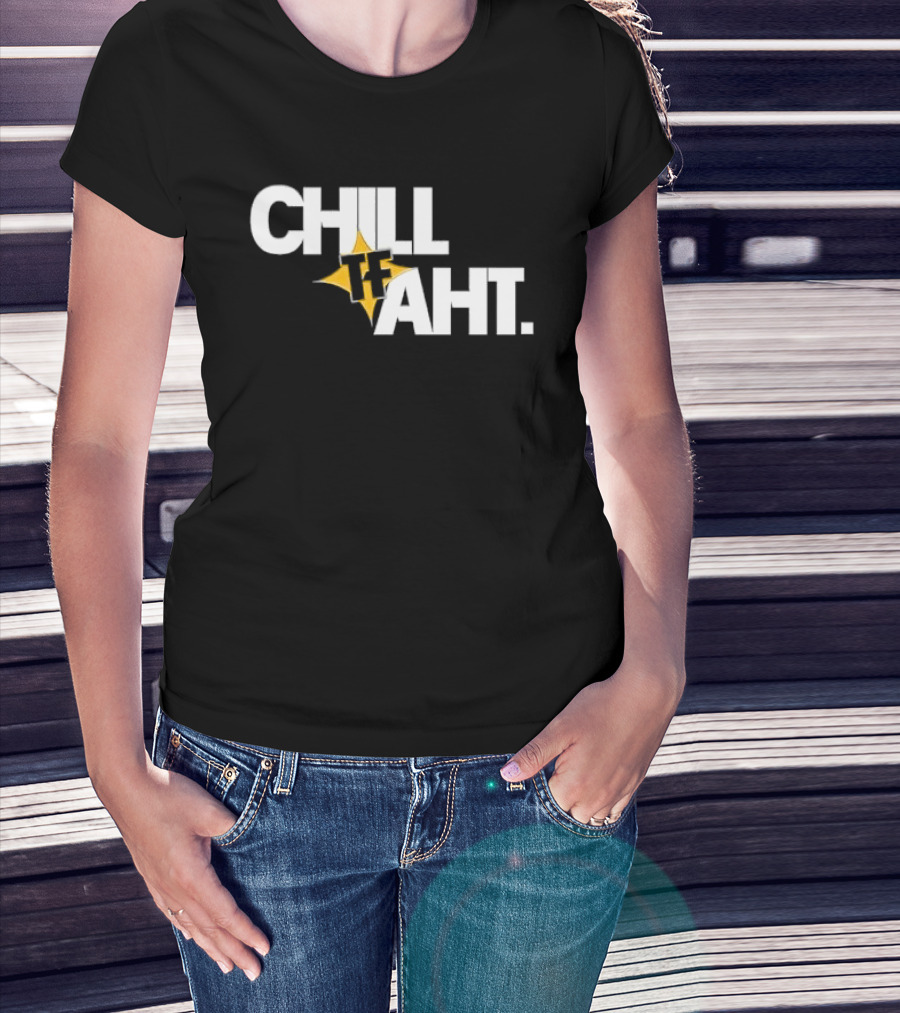 Chill Tf Aht 3D Block Lettering Yellow Pointed Star T-Shirt