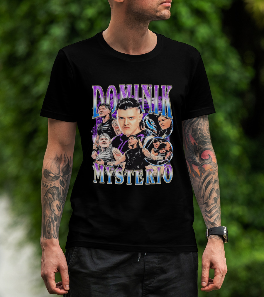 Dominik Mysterio Wrestler Photo Collage Metallic Gradient T-Shirt
