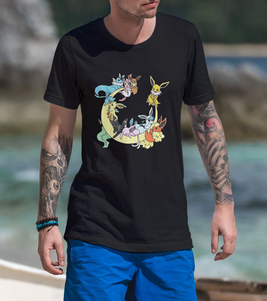 Eevee Evolutions Sylveon Umbreon Flareon Jolteon Vaporeon Espeon Leafeon Glaceon T-Shirt