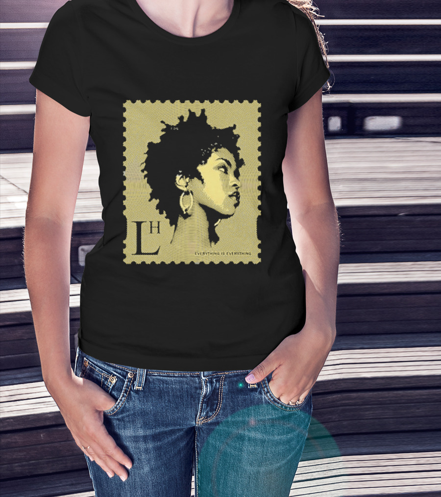 Everything Is Lh Gold Line Afro Woman Stamp T-Shirt