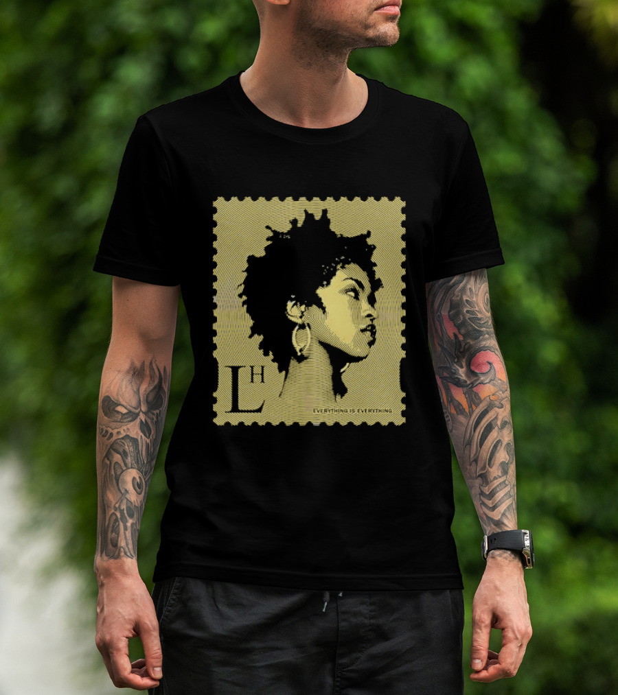 Everything Is Lh Gold Line Afro Woman Stamp T-Shirt