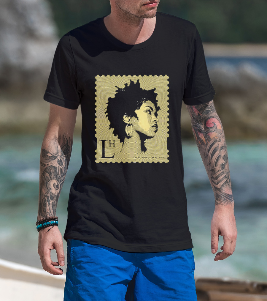 Everything Is Lh Gold Line Afro Woman Stamp T-Shirt