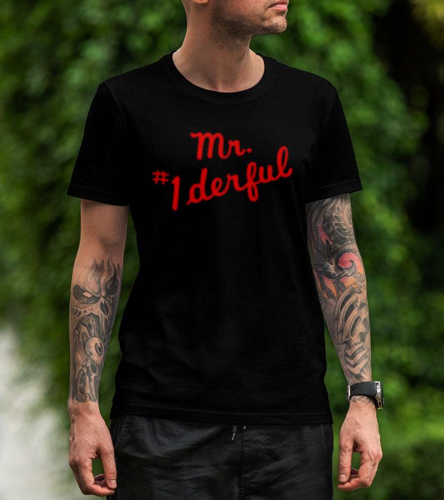 Mr 1derful Red Cursive Handwriting Script T-Shirt