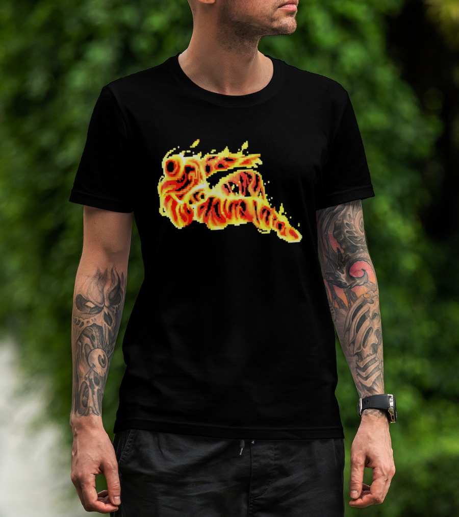 Fiery Waves Of Burning Flame Blaze In Yellow Orange Red Hues T-Shirt