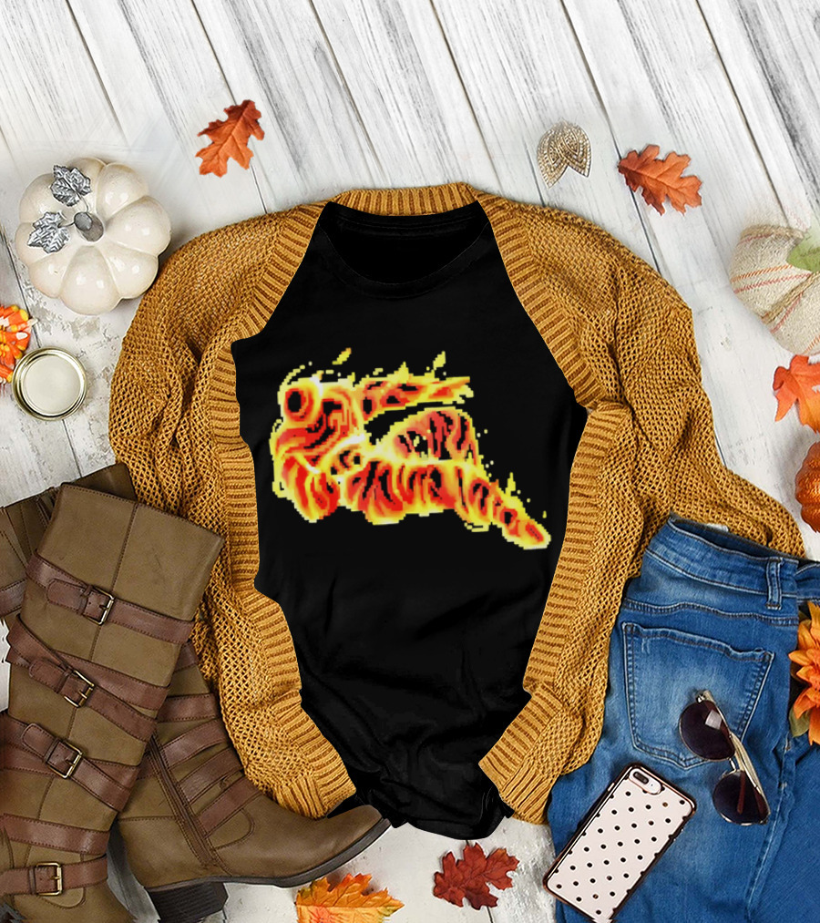 Fiery Waves Of Burning Flame Blaze In Yellow Orange Red Hues T-Shirt
