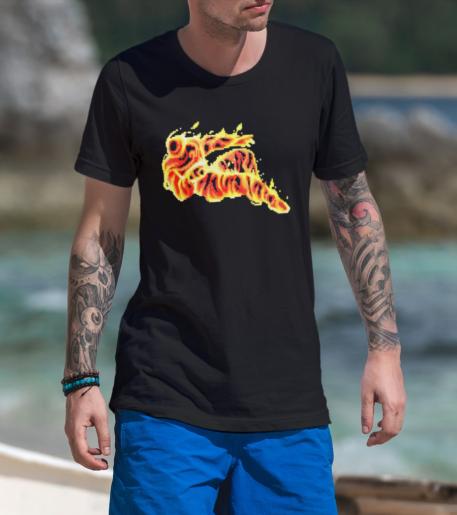 Fiery Waves Of Burning Flame Blaze In Yellow Orange Red Hues T-Shirt