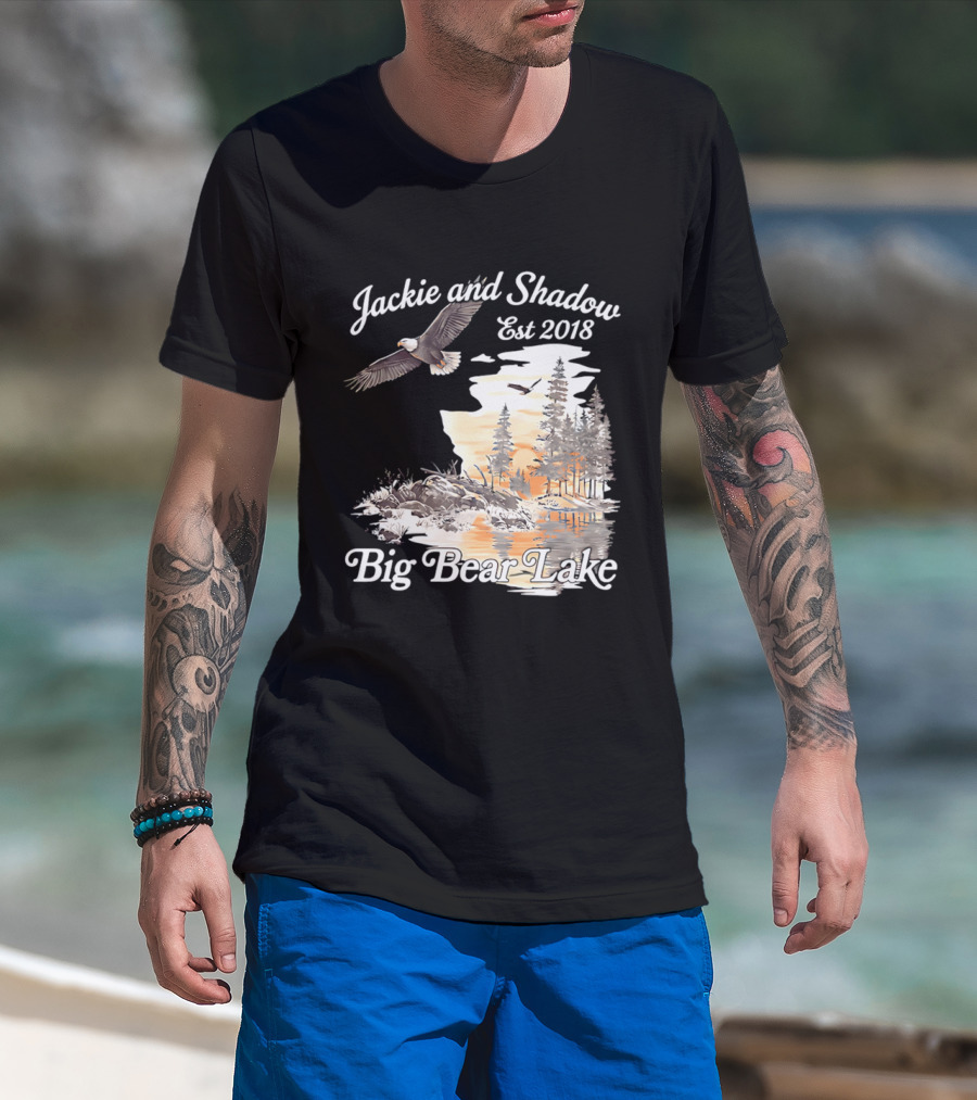 Jackie And Shadow Est 2018 Big Bear Lake Bald Eagles Family Scenic Nature T-Shirt