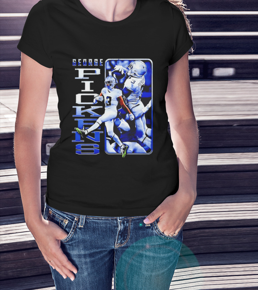 George Pickens Football Catching Collage Blue T-Shirt