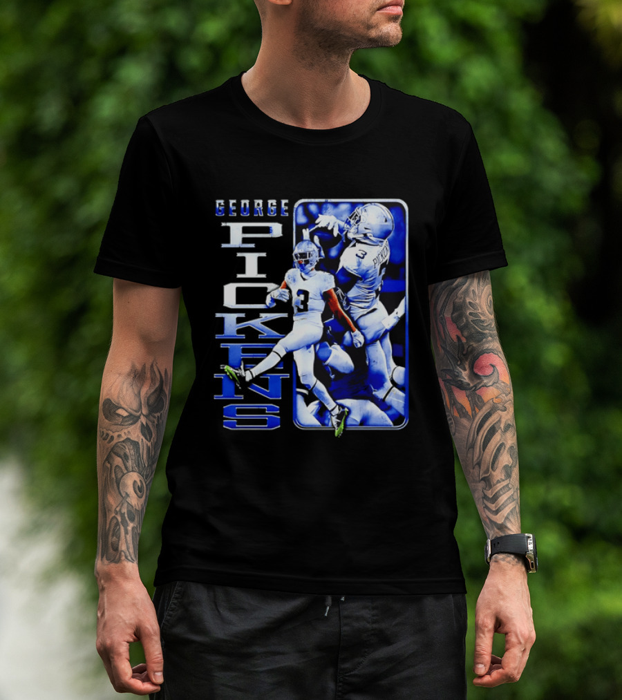 George Pickens Football Catching Collage Blue T-Shirt