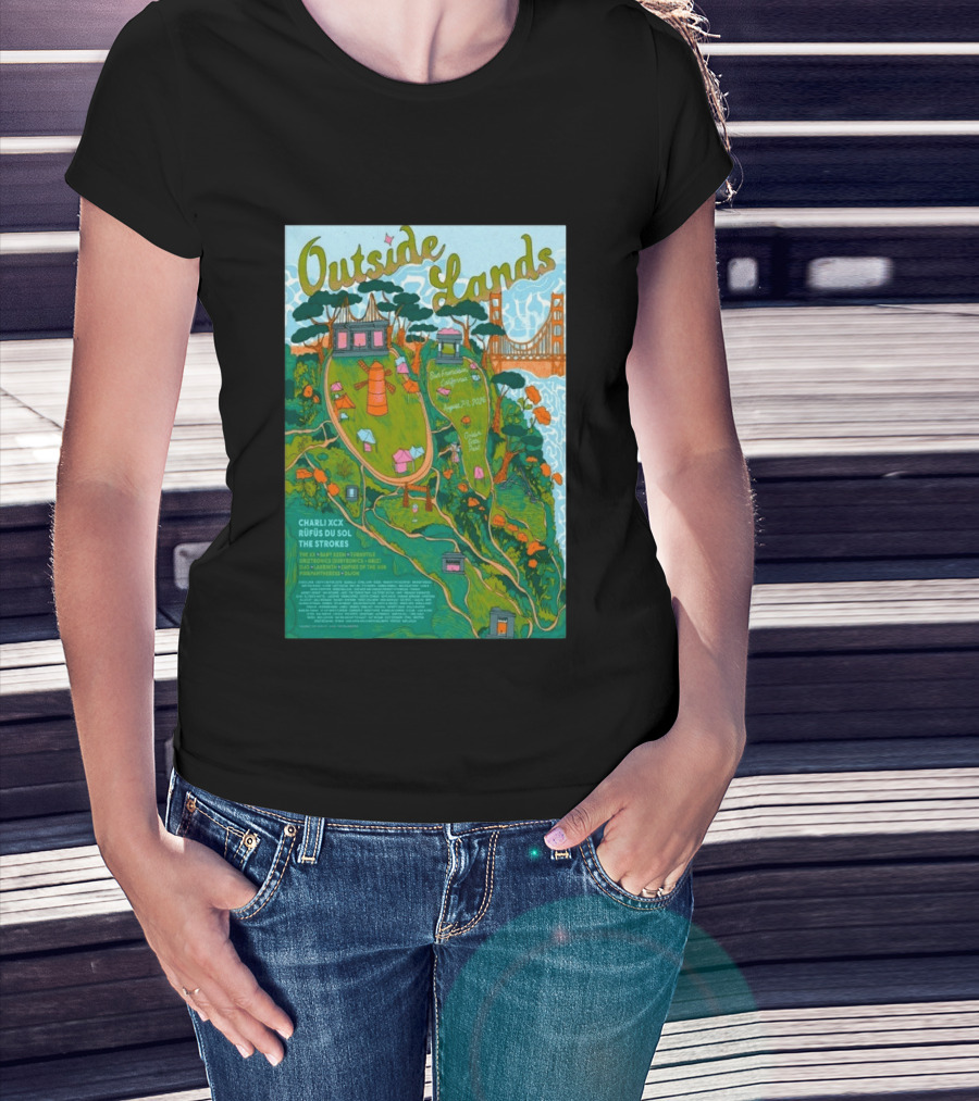 Outside Lands San Francisco August 7 9 2026 Golden Gate Park Charli XCX Rufus Du Sol The Strokes T-Shirt