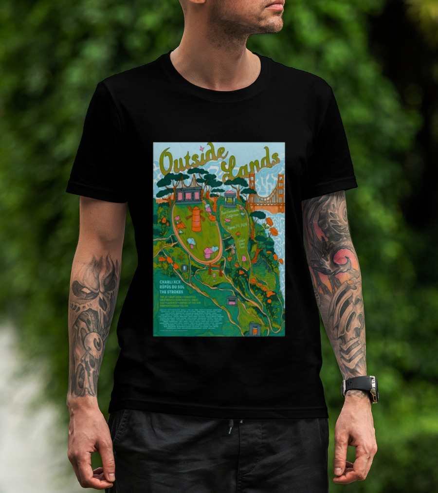 Outside Lands San Francisco August 7 9 2026 Golden Gate Park Charli XCX Rufus Du Sol The Strokes T-Shirt