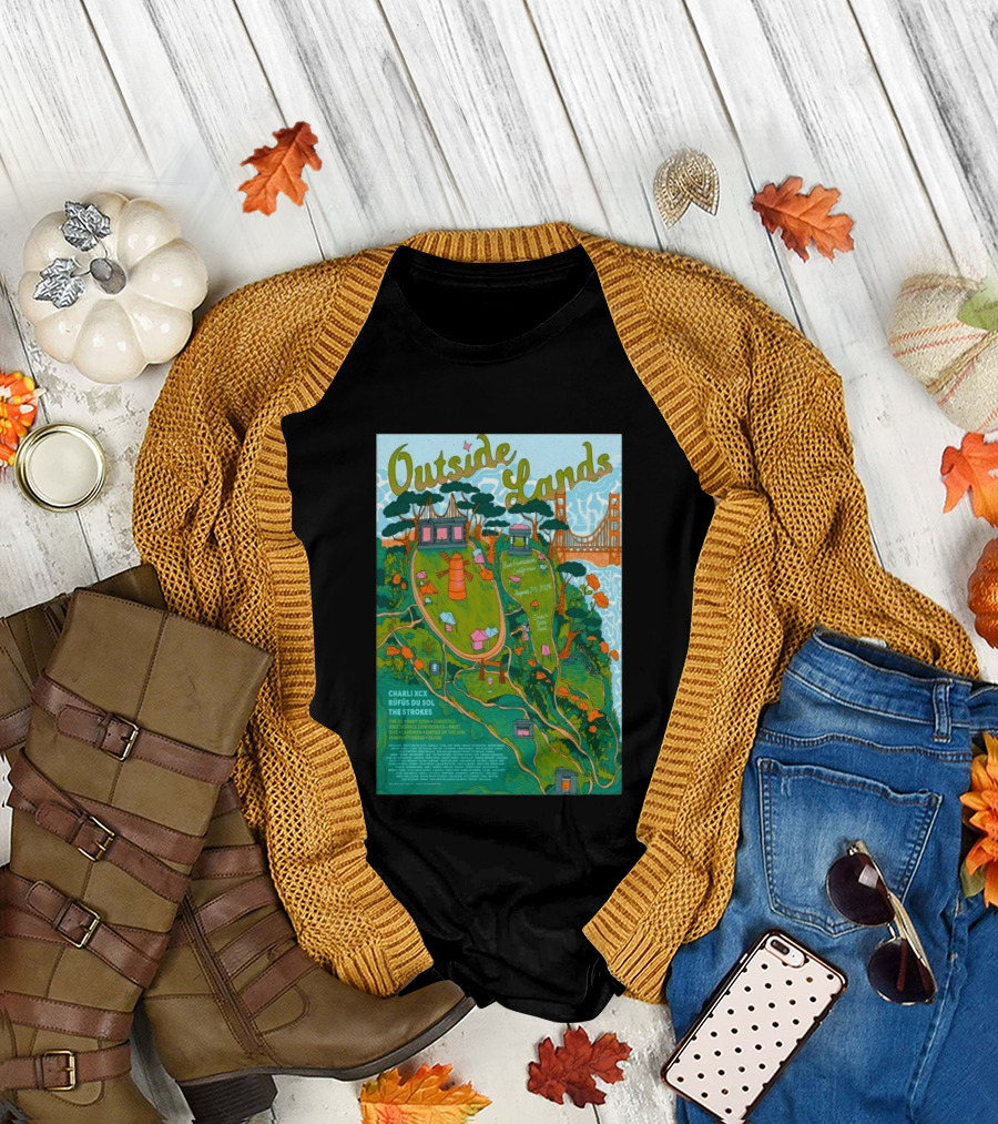 Outside Lands San Francisco August 7 9 2026 Golden Gate Park Charli XCX Rufus Du Sol The Strokes T-Shirt