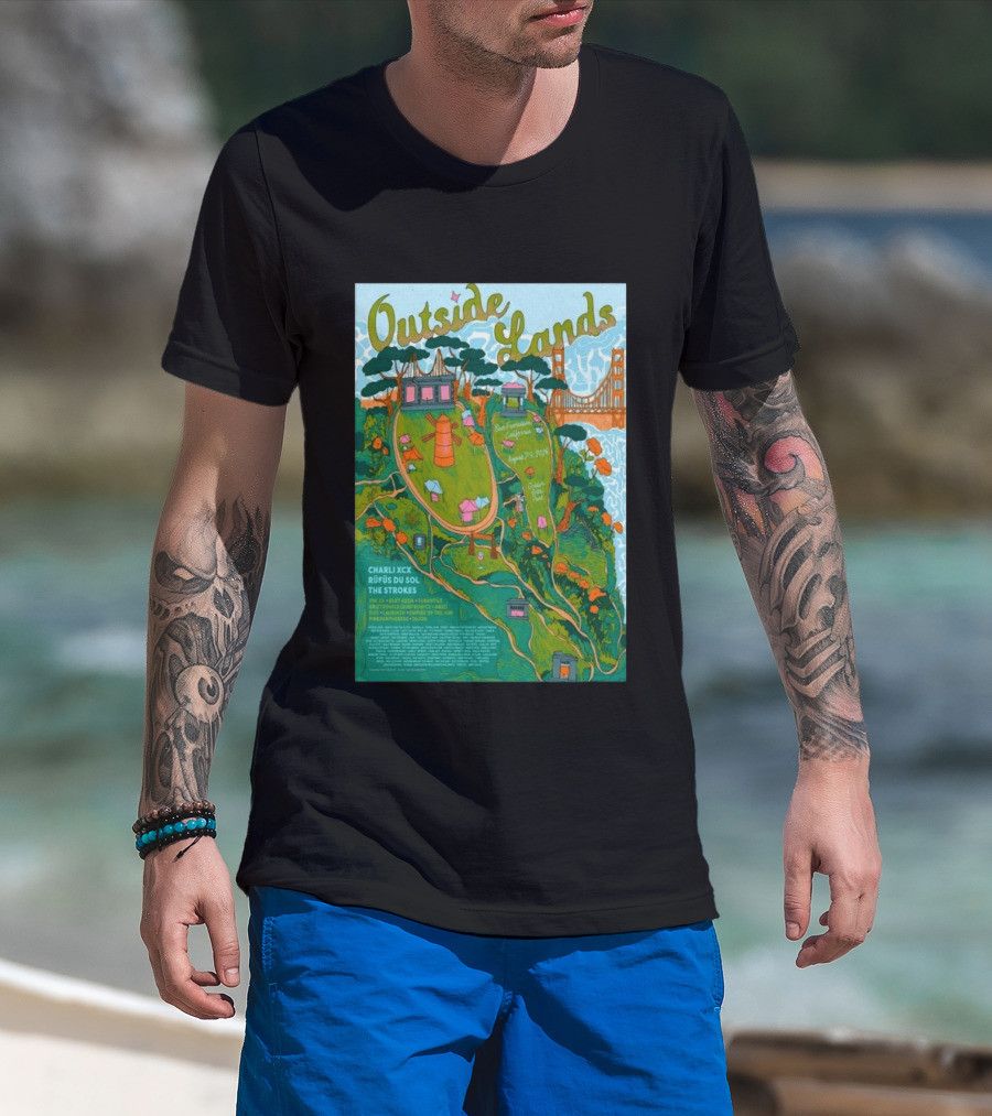 Outside Lands San Francisco August 7 9 2026 Golden Gate Park Charli XCX Rufus Du Sol The Strokes T-Shirt