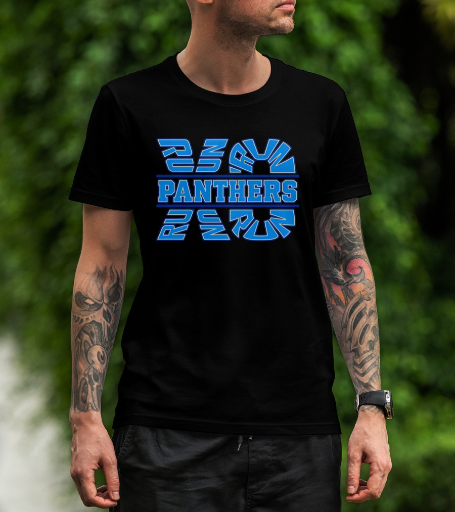Run Panthers Repeated Blue Kinetic Athletic Block T-Shirt