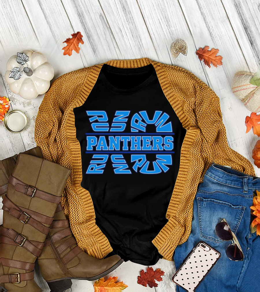 Run Panthers Repeated Blue Kinetic Athletic Block T-Shirt