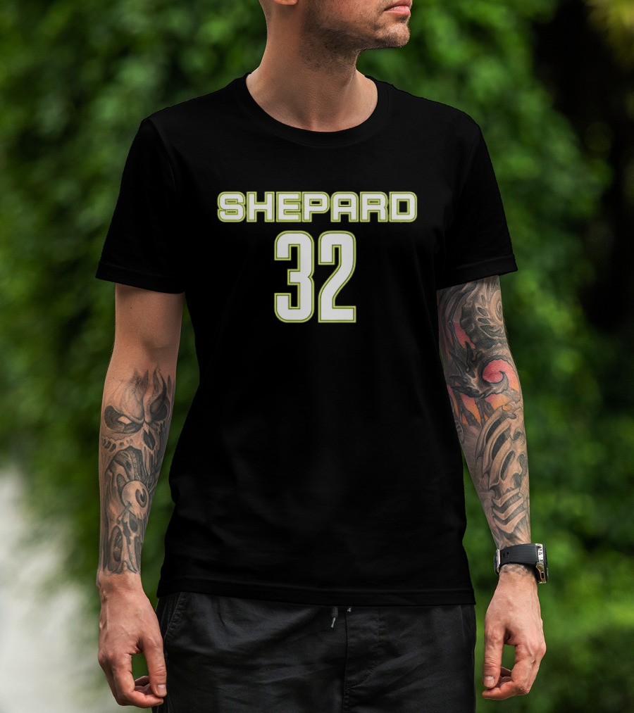 Shepard 32 Lime Green Athletic Block Lettering Jersey T-Shirt