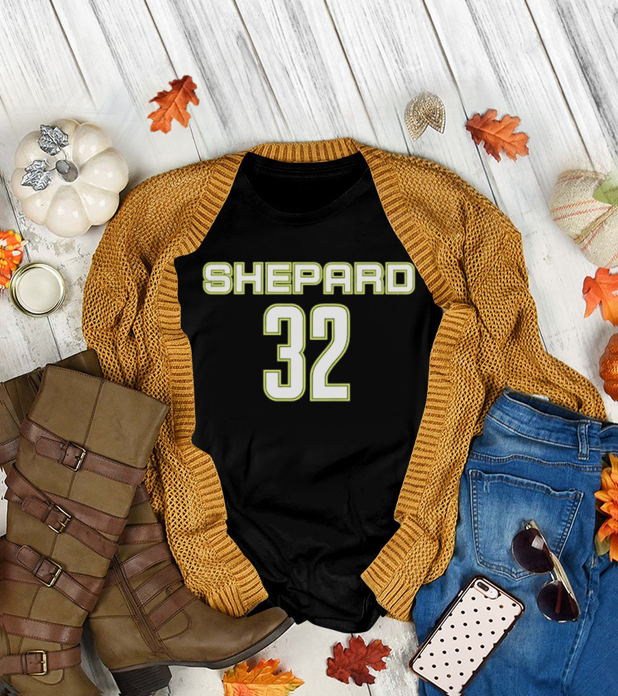Shepard 32 Lime Green Athletic Block Lettering Jersey T-Shirt