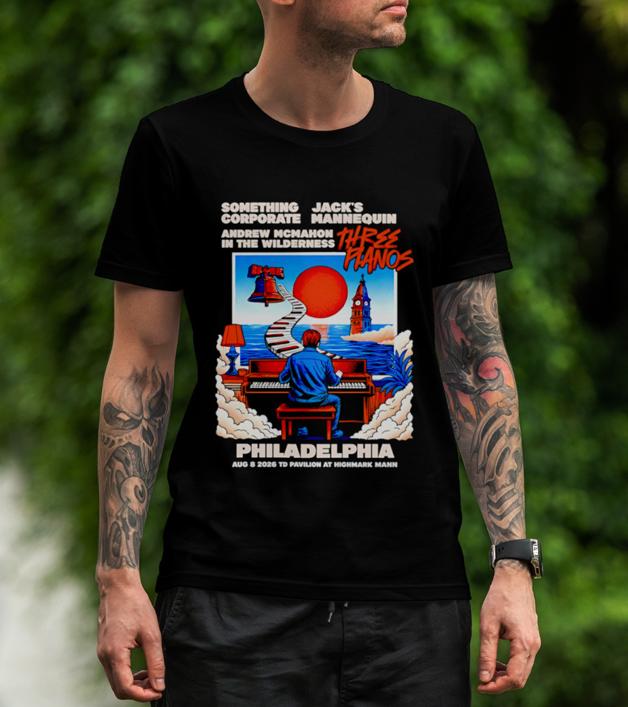 Something Corporate Jack's Mannequin Andrew McMahon Three Pianos Philadelphia Aug 08 2026 T-Shirt
