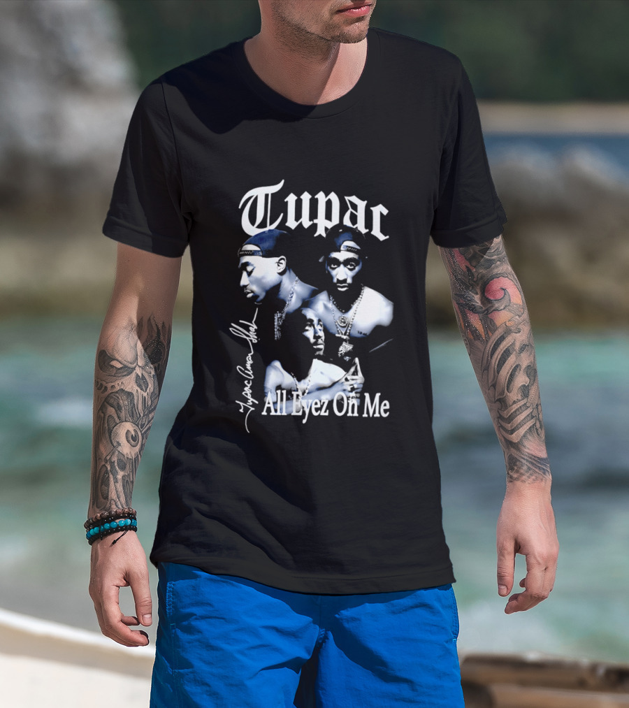 Tupac All Eyez On Me Tupac Amar Shakur Signature Iconic Album T-Shirt