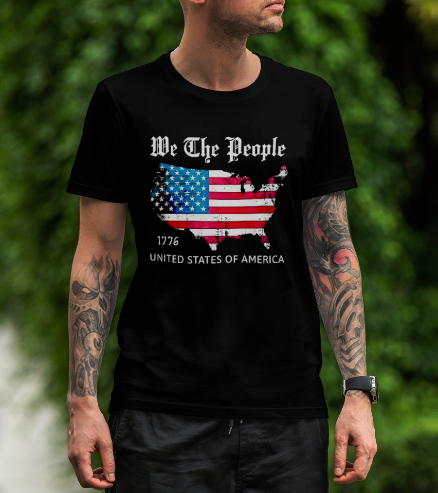 We The People 1776 Distressed USA Map Flag United States Of America T-Shirt