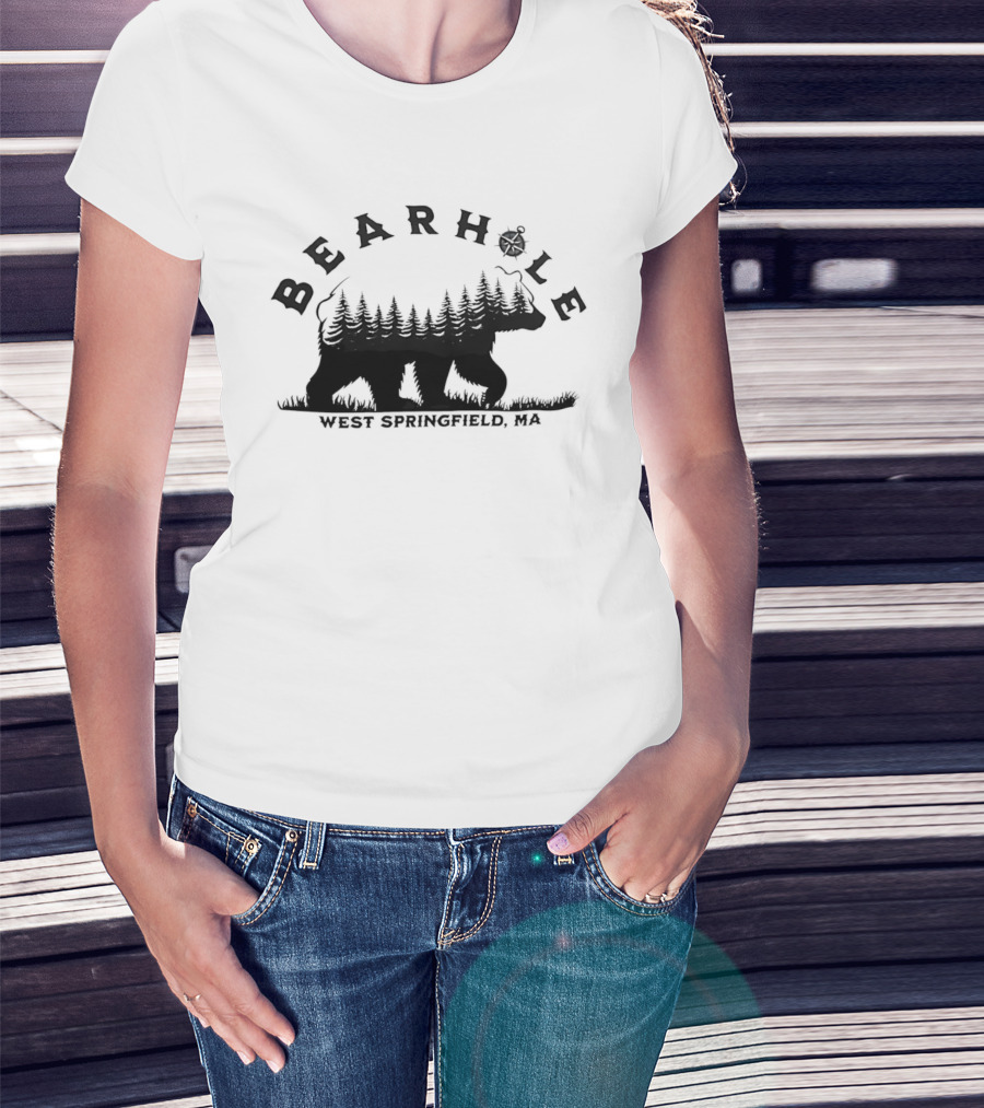 Bearhole West Springfield MA Bear Forest Landscape Compass T-Shirt
