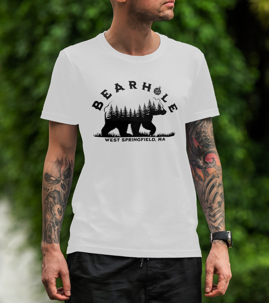 Bearhole West Springfield MA Bear Forest Landscape Compass T-Shirt