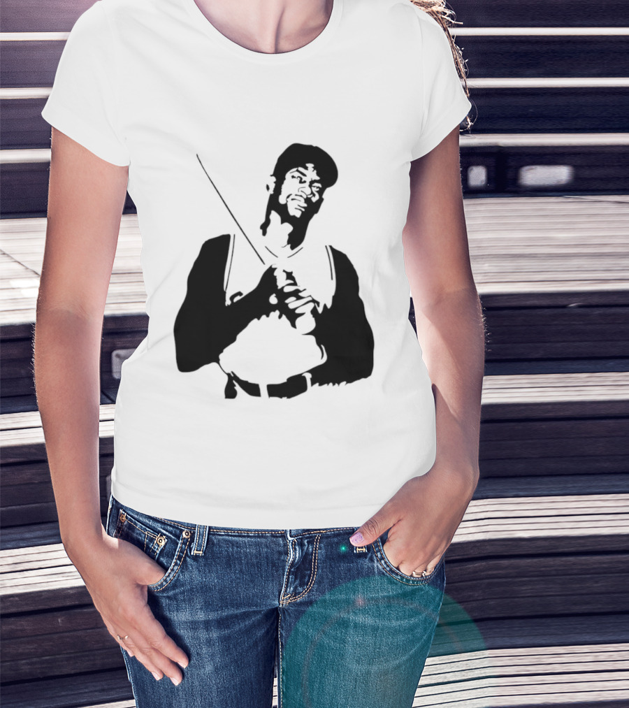 Black And White Stencil Baseball Batter Holding Bat T-Shirt
