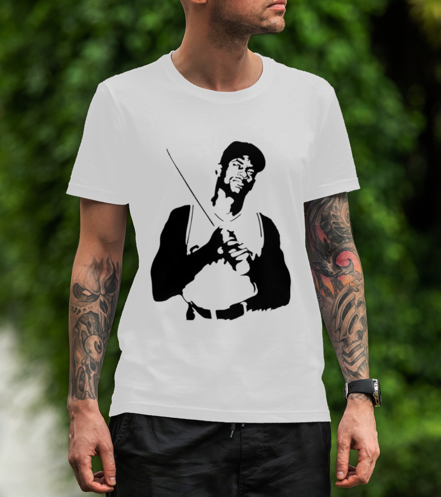 Black And White Stencil Baseball Batter Holding Bat T-Shirt