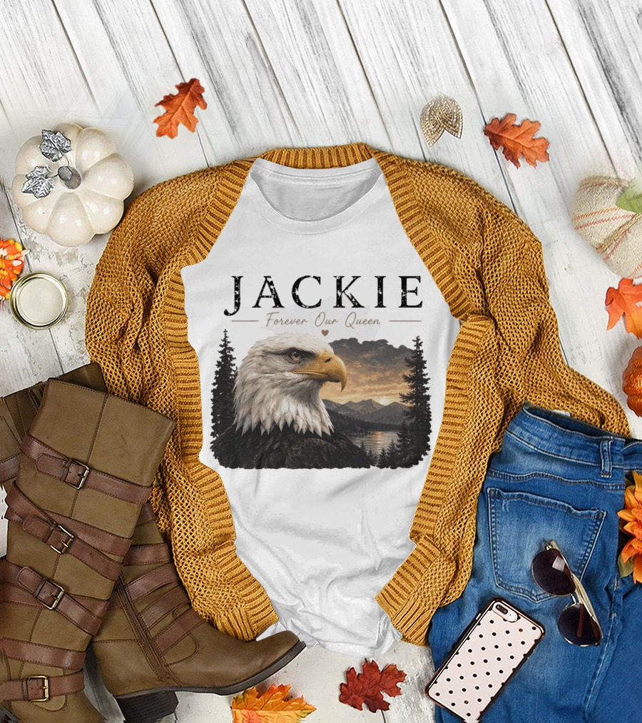 Jackie Forever Our Queen Bald Eagle Big Bear Memorial T-Shirt