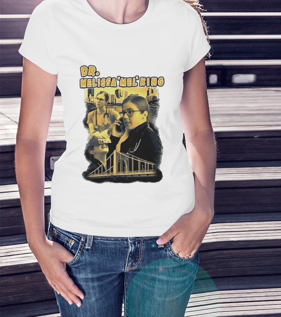 Dr Melissa Mel King Female Doctor Pittsburgh Yellow Bridge Collage T-Shirt