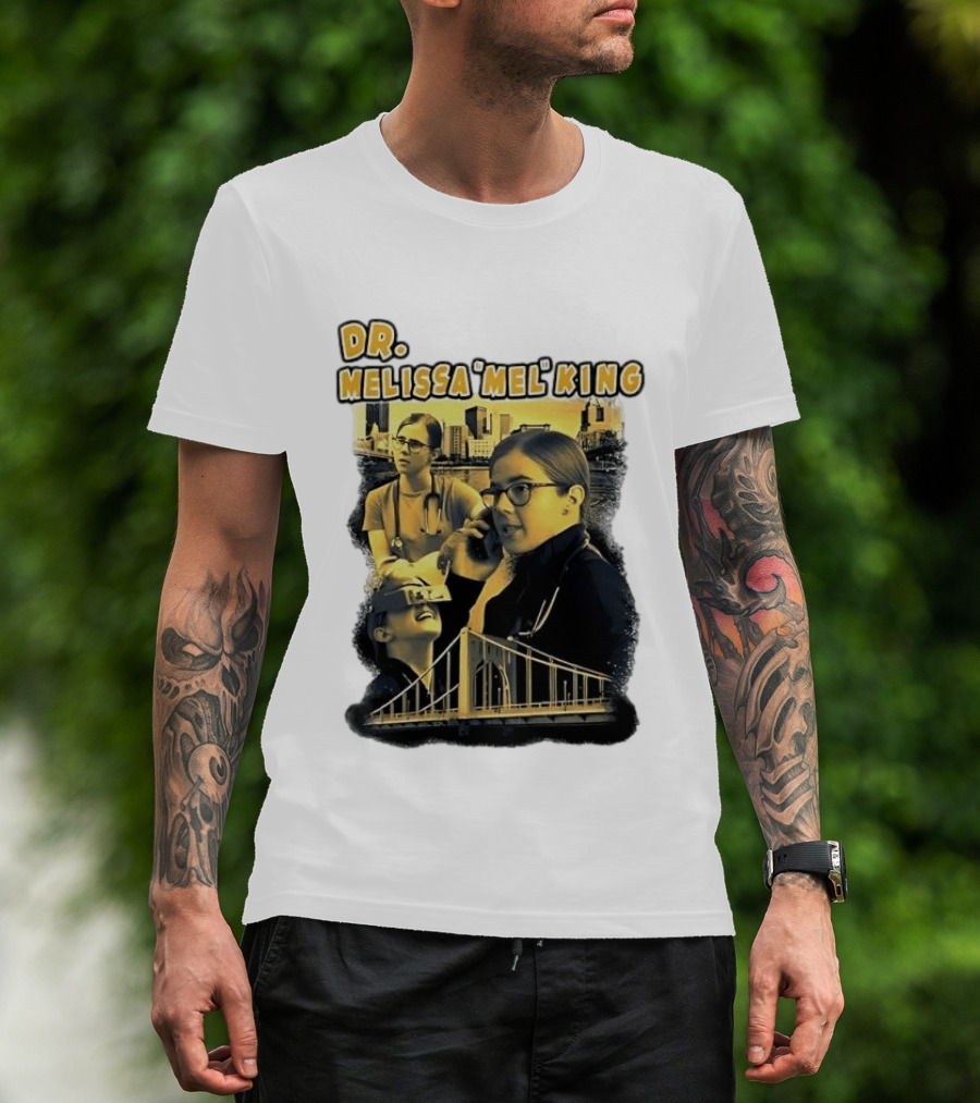Dr Melissa Mel King Female Doctor Pittsburgh Yellow Bridge Collage T-Shirt