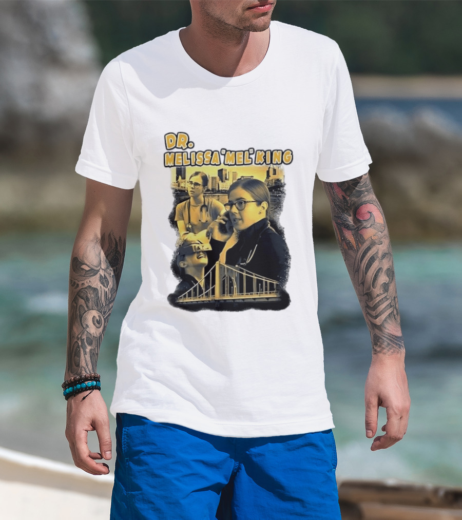 Dr Melissa Mel King Female Doctor Pittsburgh Yellow Bridge Collage T-Shirt