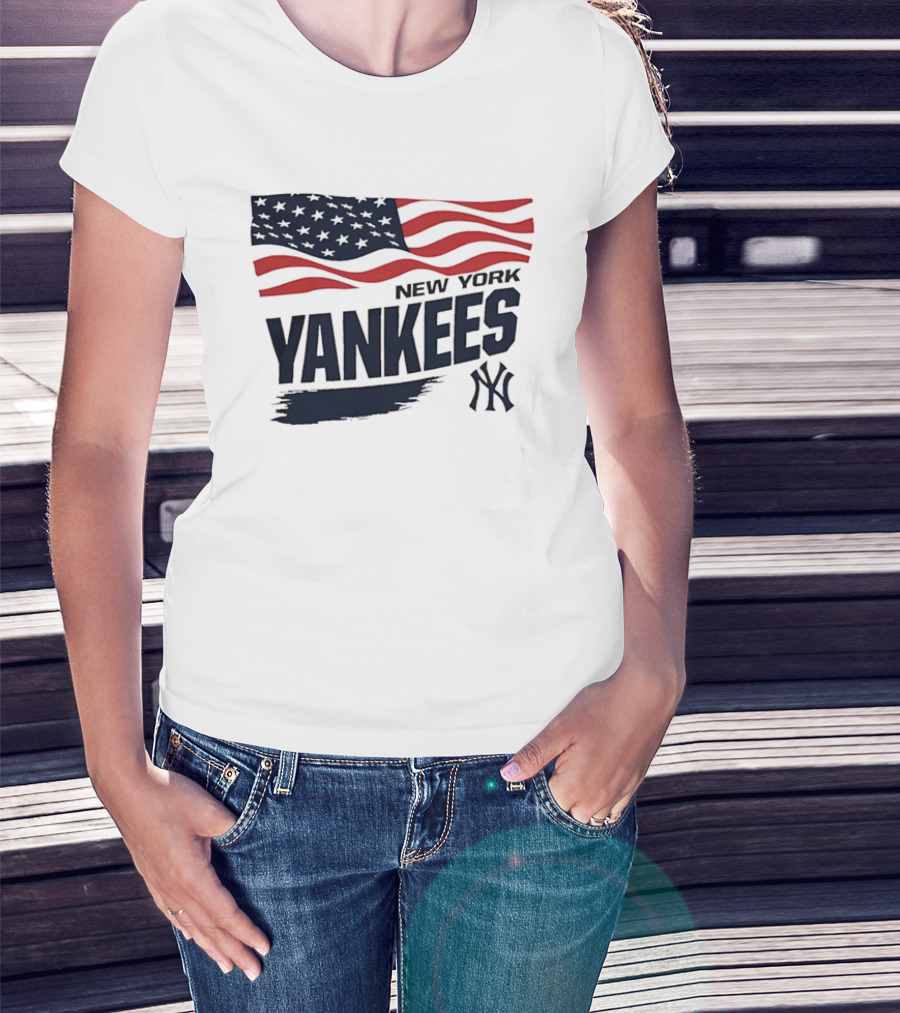 New York Yankees American Flag Brushstroke NY Yankees MLB T-Shirt