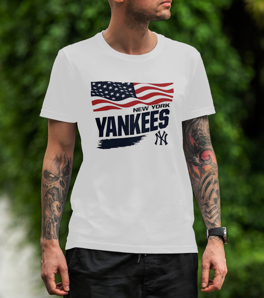 New York Yankees American Flag Brushstroke NY Yankees MLB T-Shirt