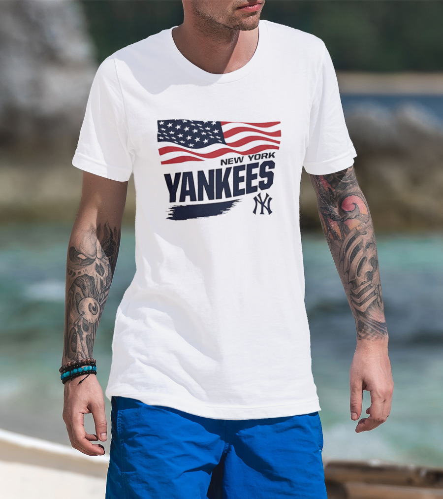 New York Yankees American Flag Brushstroke NY Yankees MLB T-Shirt
