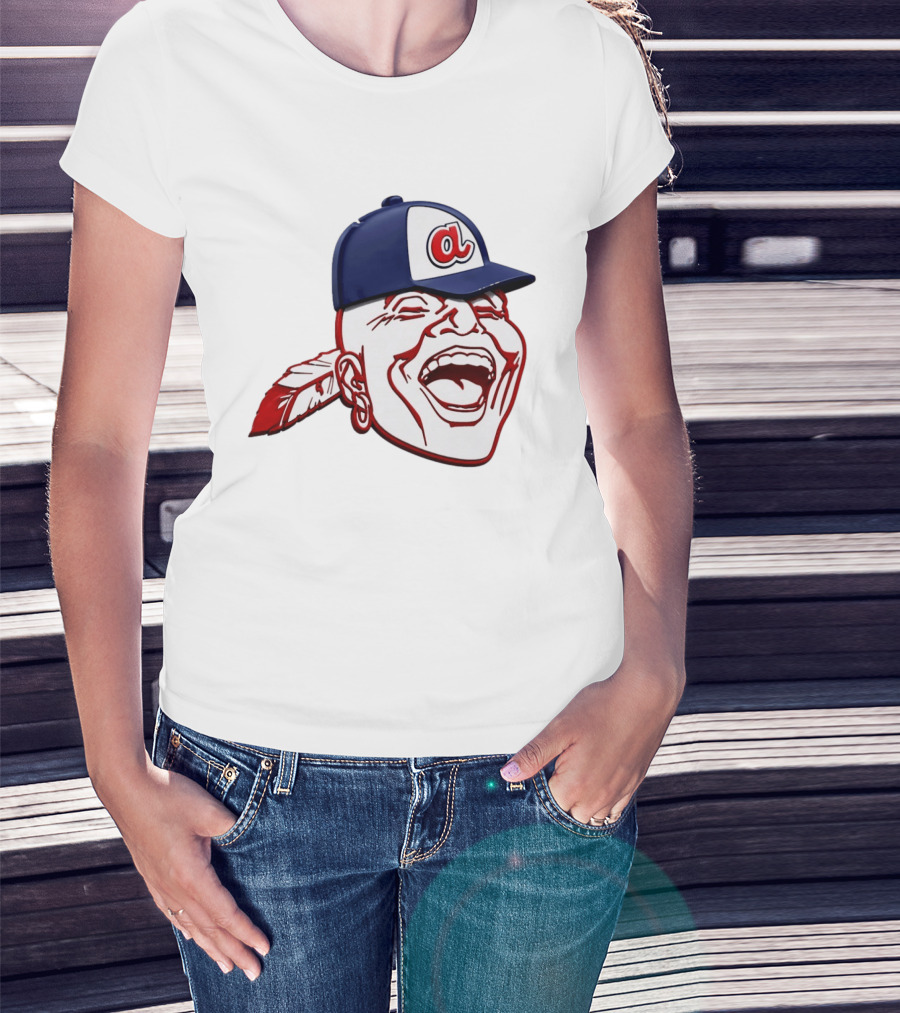 Hank Aaron Era 1970s Atlanta Braves Chief Cap T-Shirt