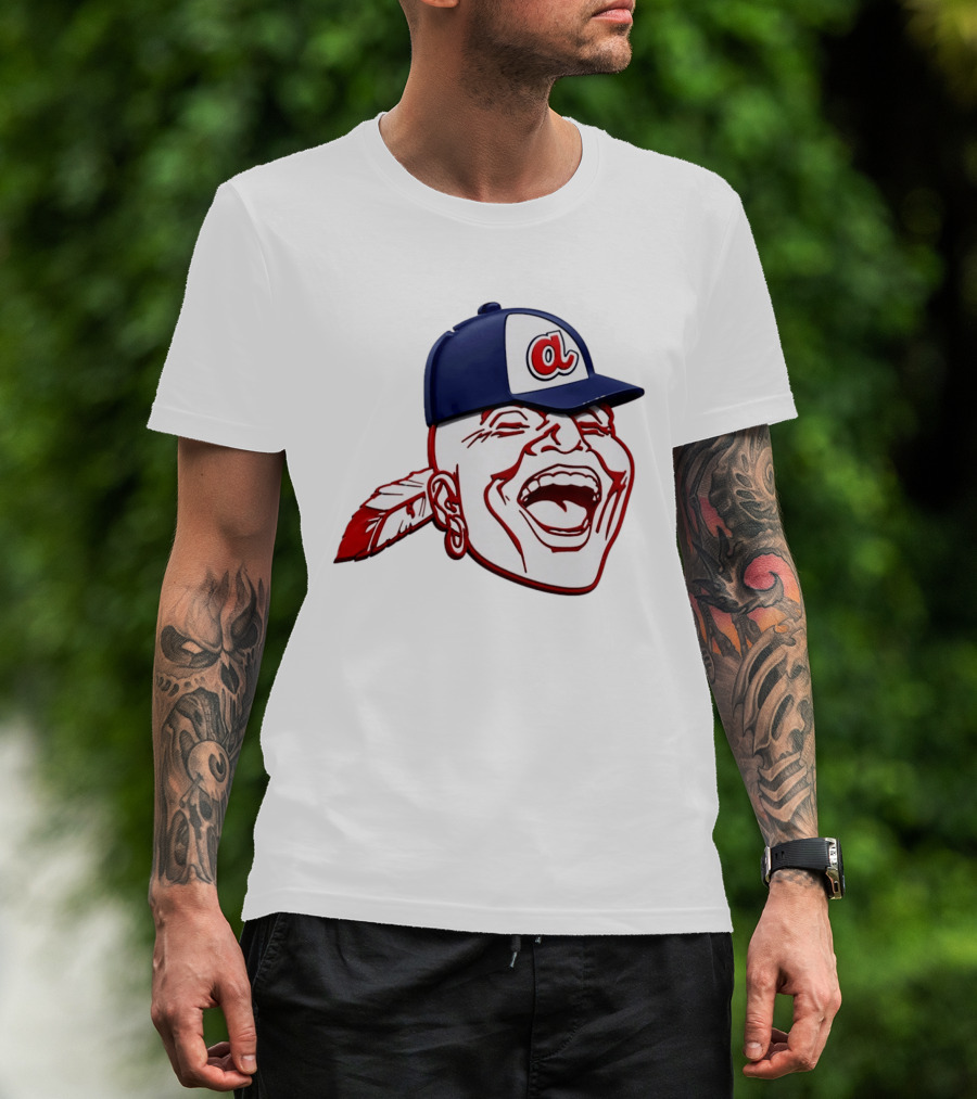 Hank Aaron Era 1970s Atlanta Braves Chief Cap T-Shirt