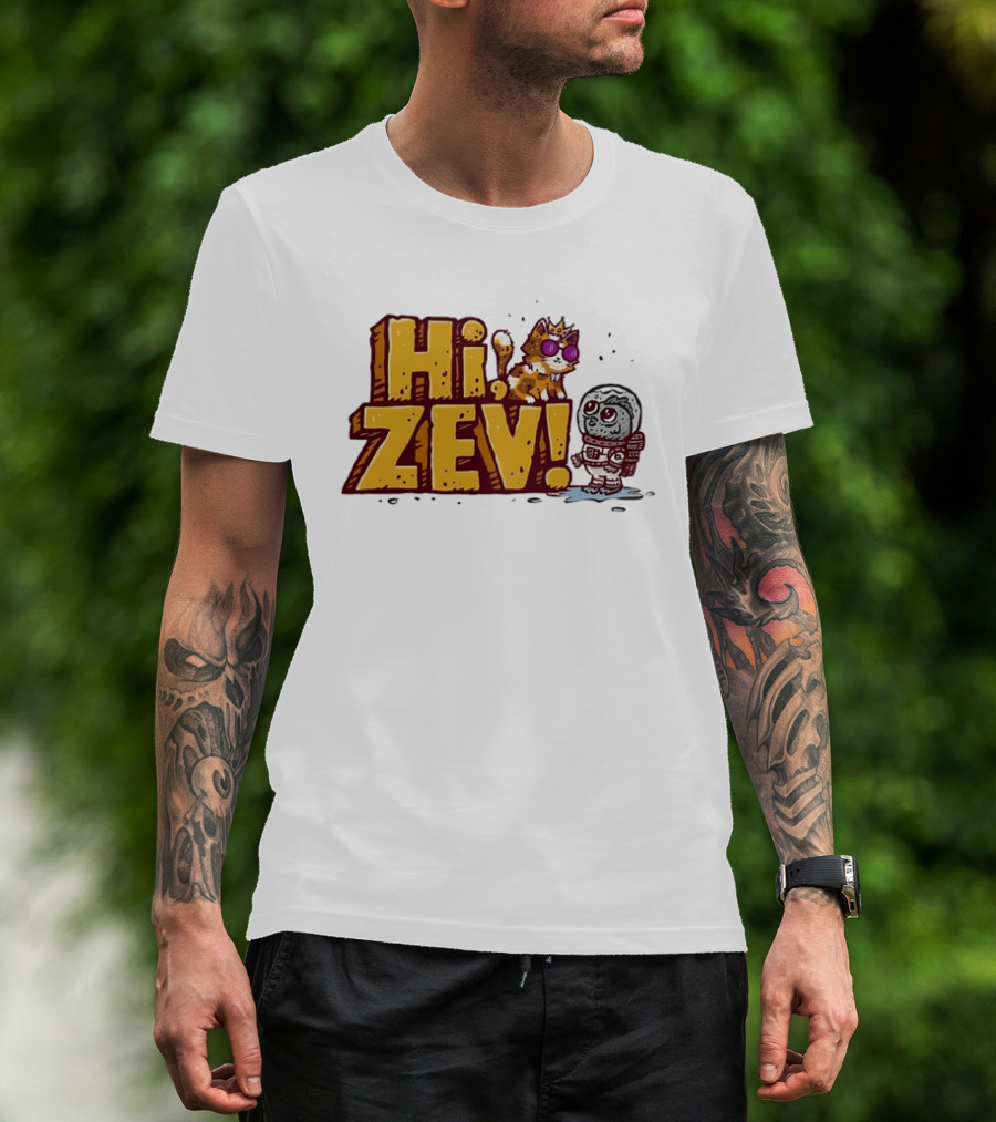 Hi Zev Cartoon Calico Cat Sunglasses Astronaut Creature T-Shirt