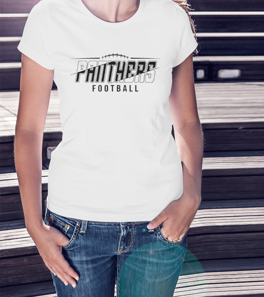 Panthers Football Diagonal Split Line Laces T-Shirt