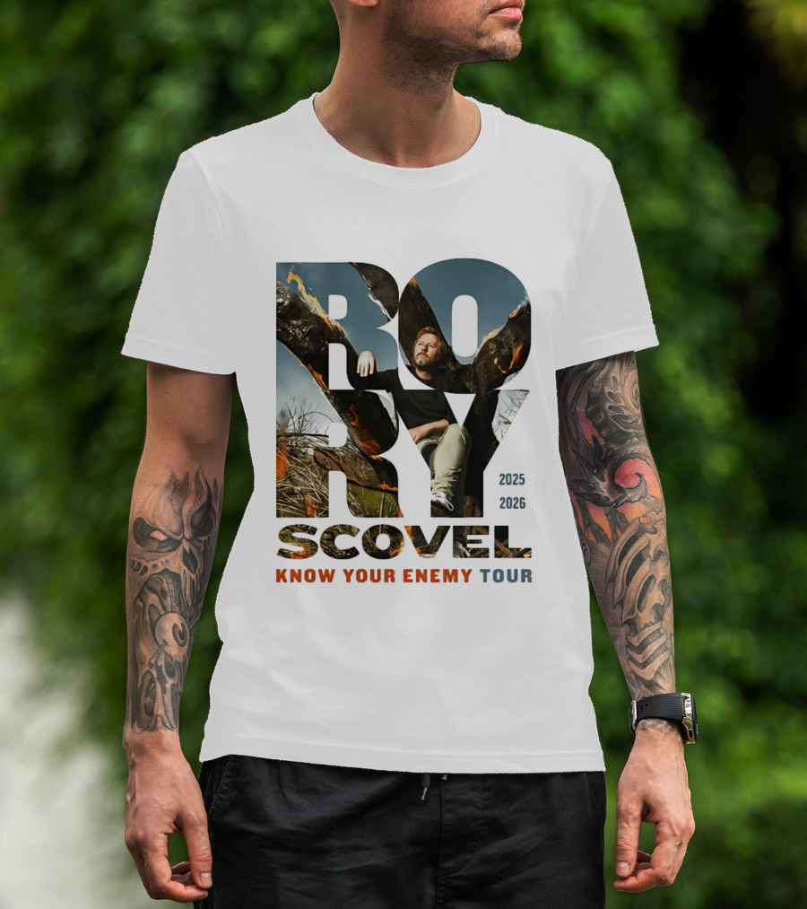 Rory Scovel Know Your Enemy Tour 2023 2026 Fire Backdrop T-Shirt