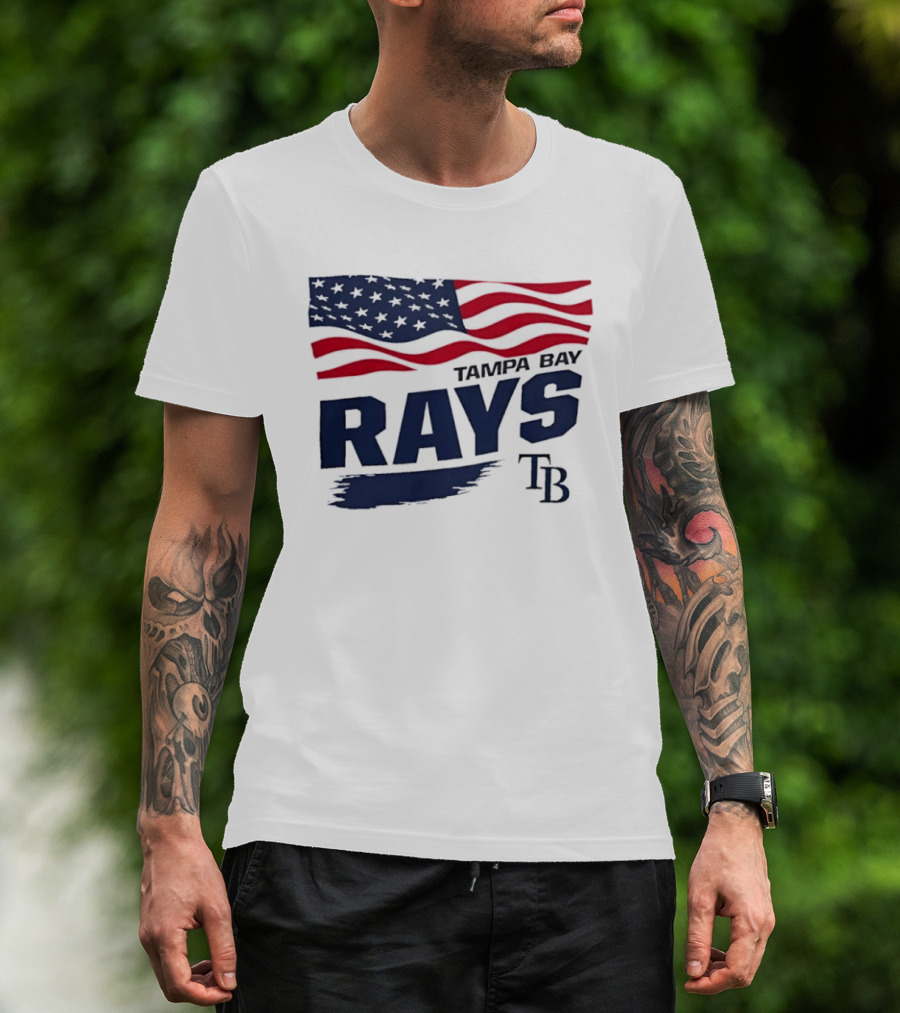 Tampa Bay Rays MLB American Flag Brush Stroke TB T-Shirt