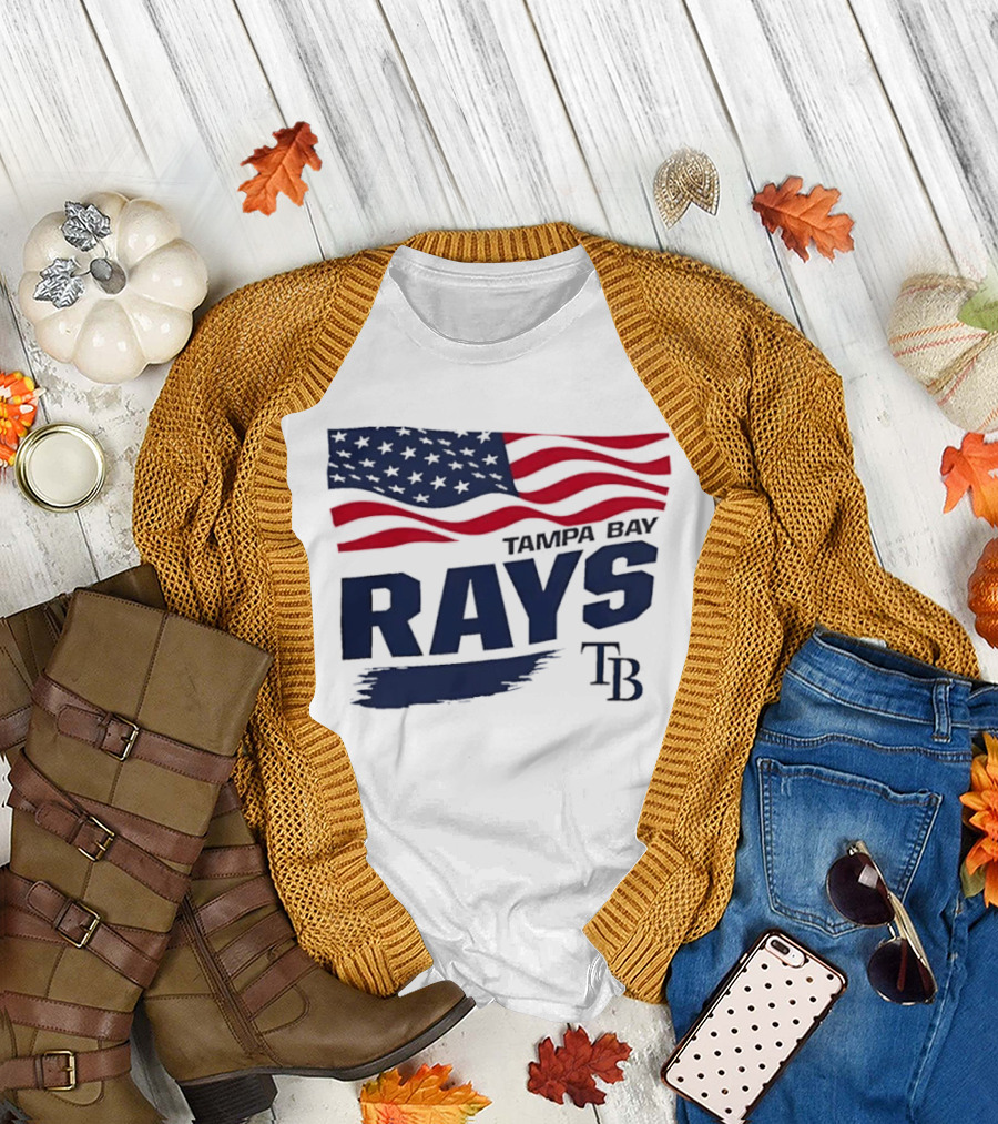 Tampa Bay Rays MLB American Flag Brush Stroke TB T-Shirt