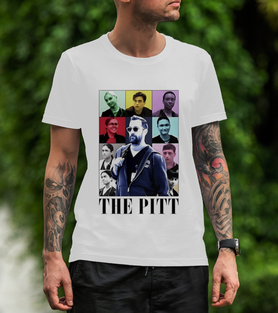 The Pitt Colorful Pop Grid Doctor Portraits Bearded Man In Sunglasses T-Shirt
