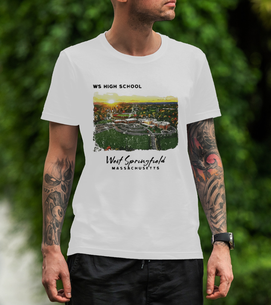 WS High School West Springfield Massachusetts Aerial Sunset Campus Landscape T-Shirt