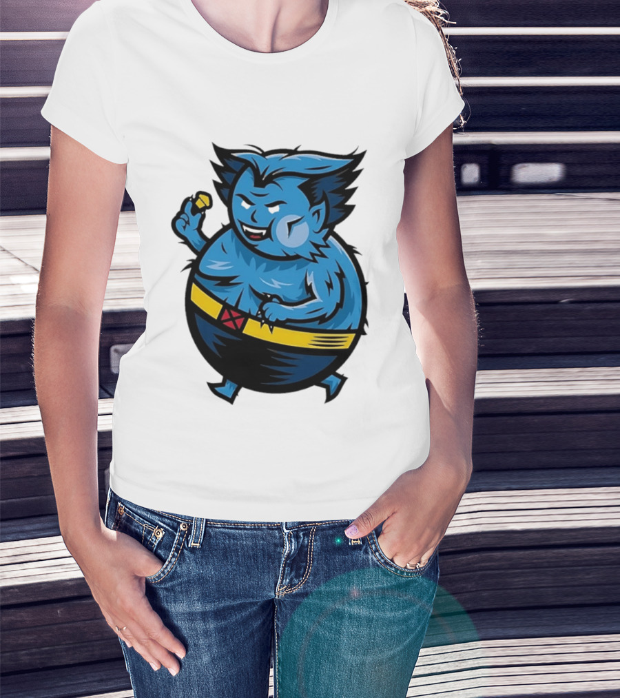 X Men Beast Caricature Cartoon Blue Character Cupcake T-Shirt