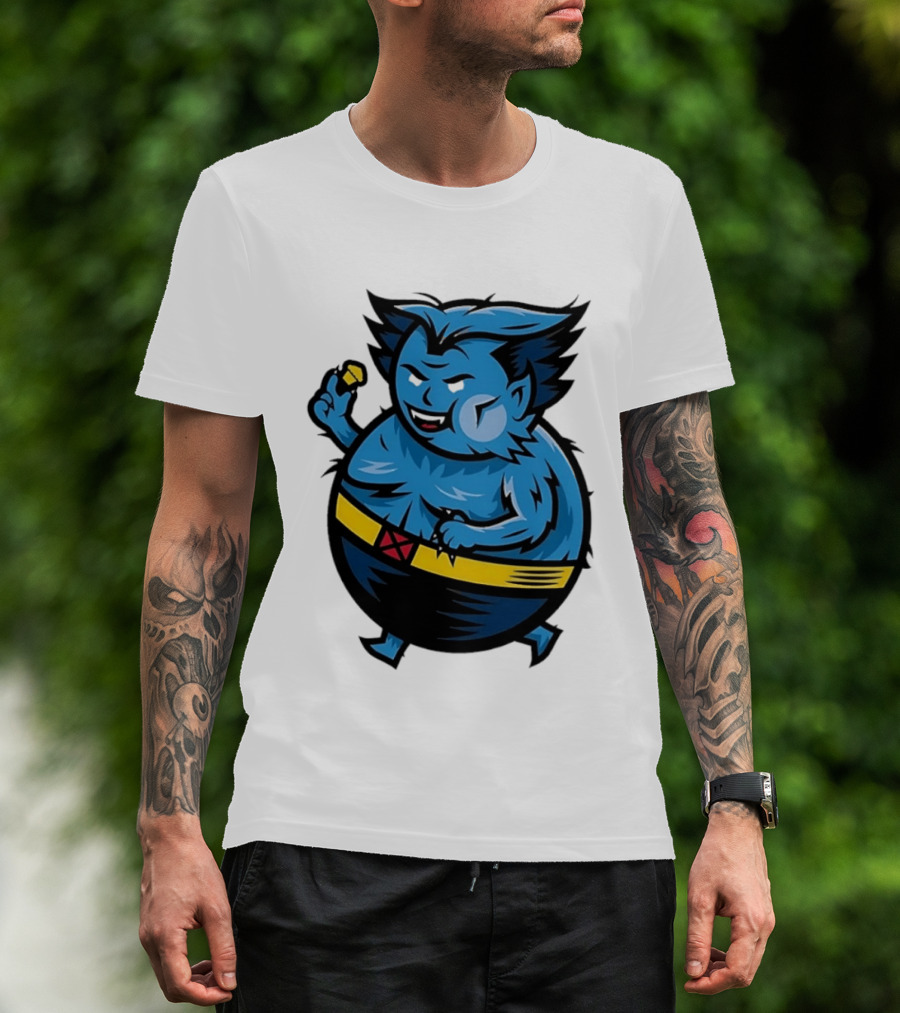 X Men Beast Caricature Cartoon Blue Character Cupcake T-Shirt