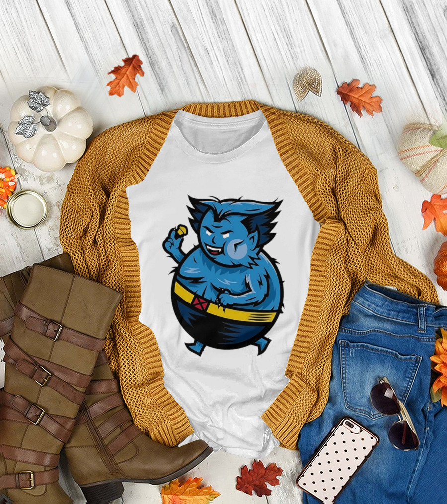 X Men Beast Caricature Cartoon Blue Character Cupcake T-Shirt