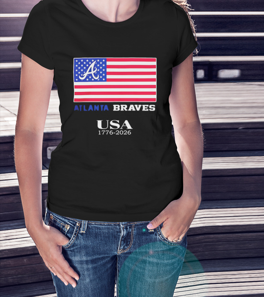 Atlanta Braves USA 1776 2026 American Flag Script A T-Shirt